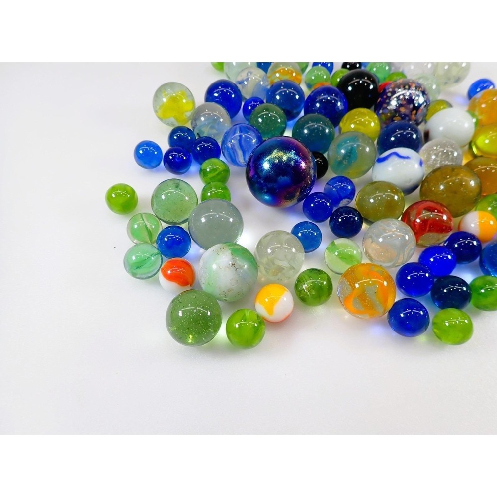 Vintage‎ Glass Marbles Lot Mixed Colors Sizes Swirls Cat Eyes 114 Pcs - Picture 9 of 15